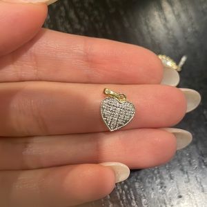 Mixed 10k gold Silver diamond heart charm pendant